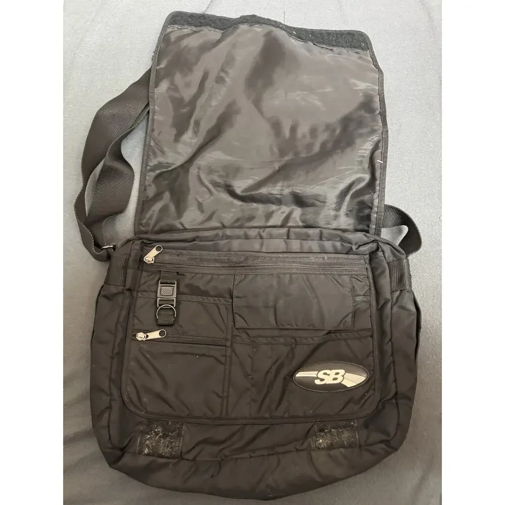 SB Messenger Bag Black Nylon Crossbody Work Laptop Shoulder Bag